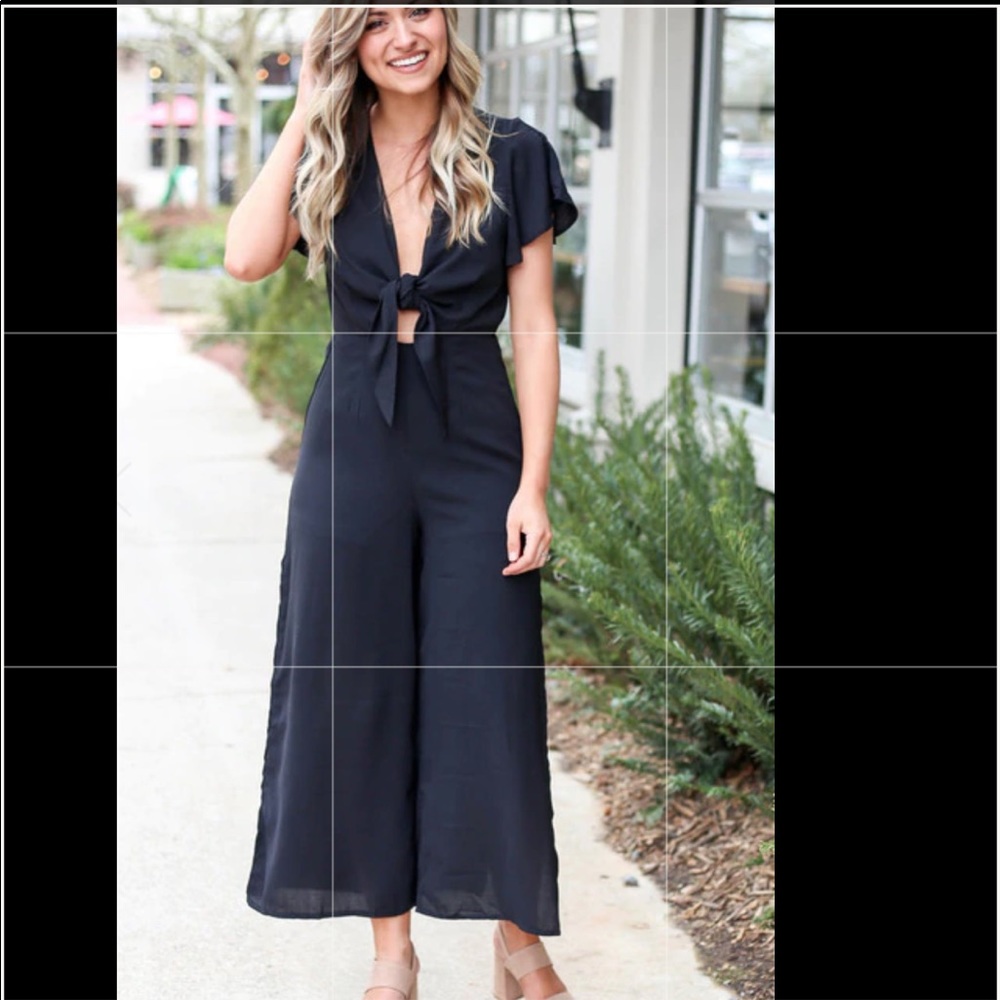 Black jumpsuit with v neck